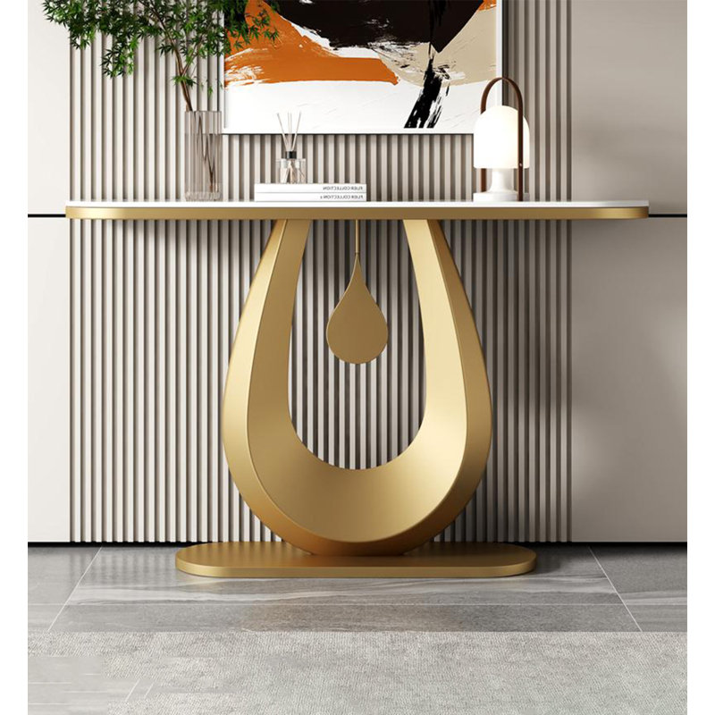 Table d'appoint contemporaine contemporaine style ovale, 31.5" H x 39.37" W x 11.81" D, Gold