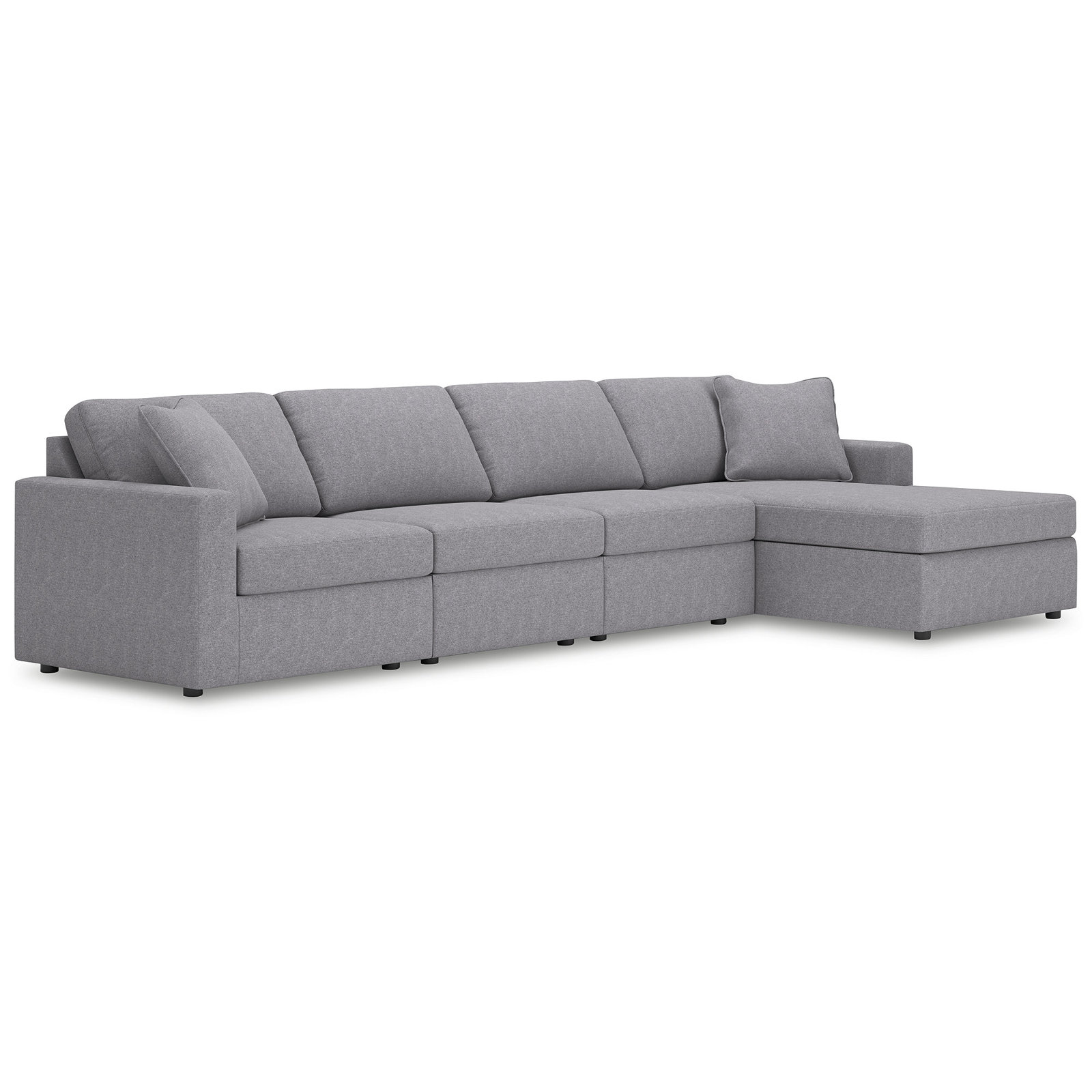 Bulwell Sectional With Chaise, 36" H x 140" W x 68"D, Right Hand Facing, Gray Polyester
