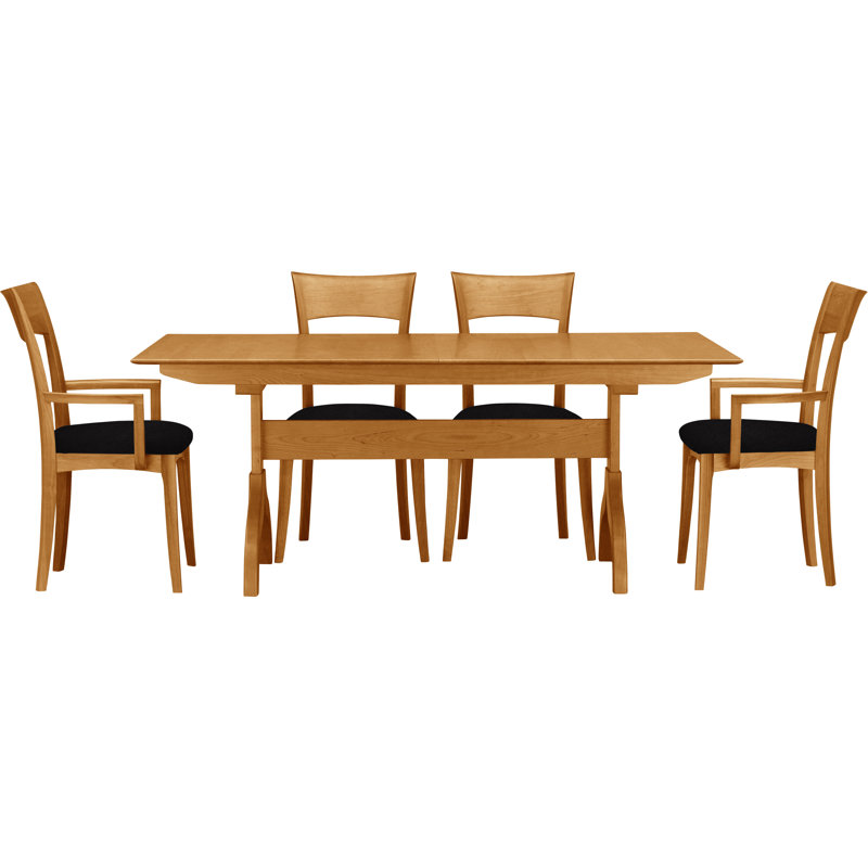 Sarah Solid Wood Top Four Leg Dining Set, Natural Cherry, Oyster Microsuede
