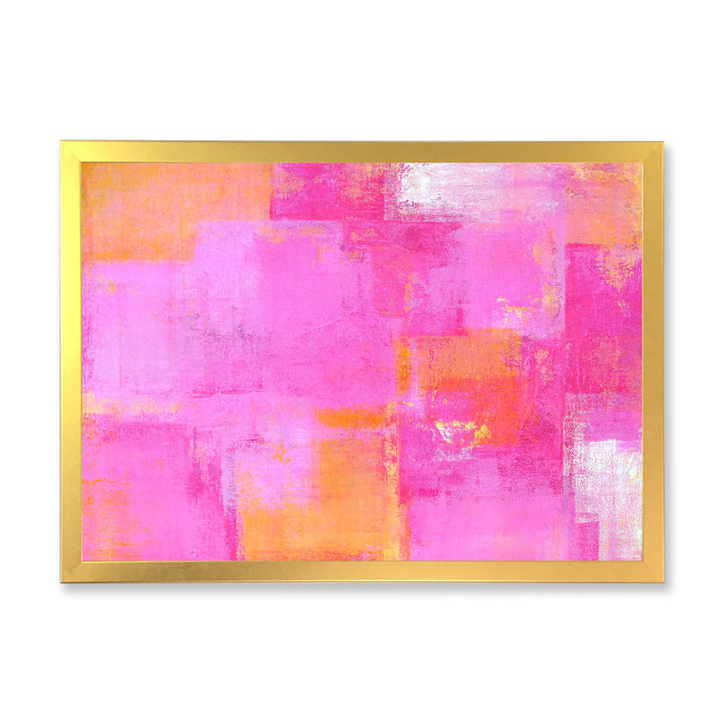 «Pink and Orange Colorfields II», reproduction sur toile flottante, H 24 po x l 36 po, Impression encadrée, Doré