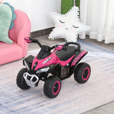 NO Power Ride on Push Car for Kids 4 Wheels Foot-to-Floor Sliding Walking ATV Toy with Music and Light for 18-36 Months, Pink
