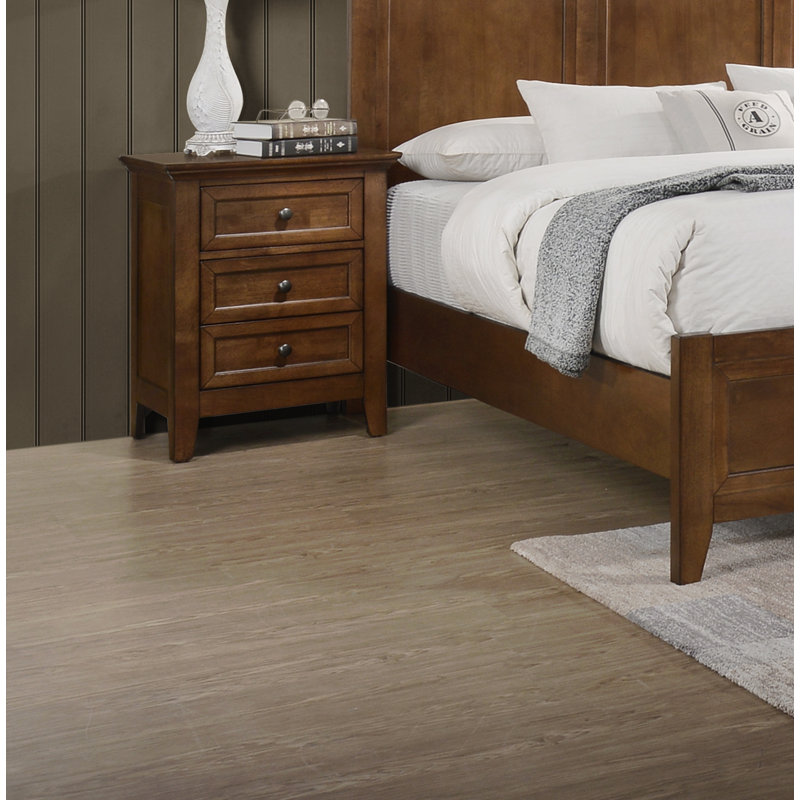 Nannette San Mateo Nightstand with 3 Drawers, Brown