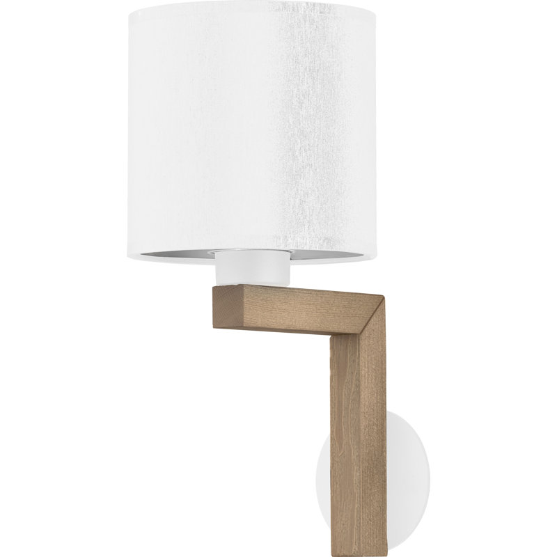 Avdija Swing Arm Sconce, 35cm H x 16cm W x 21cm D, White/Wood, White