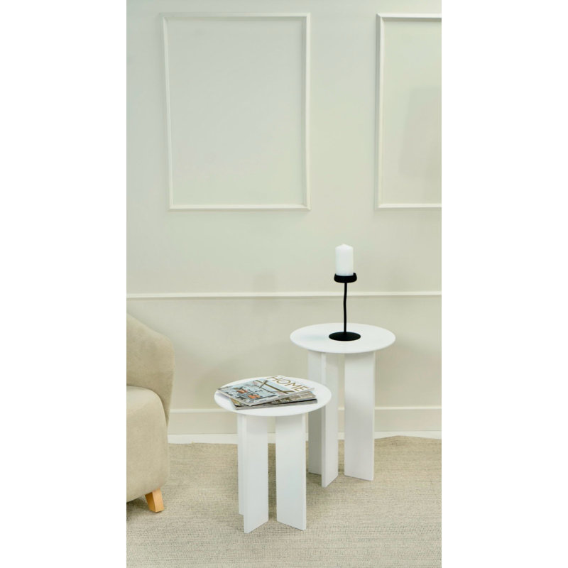 Ensemble de tables basses modernes (2 pièces), blanc, petite table: 15,8 po x 17,7 po x 15,8 po | Grande table: 15,8 po x 21,7 po x 15,8 po | 100% panneau de fibres à densité moyenne, épaisseur: 0,7 pouce | Design élégant et fonctionnel pour décorer un salon ou un salon