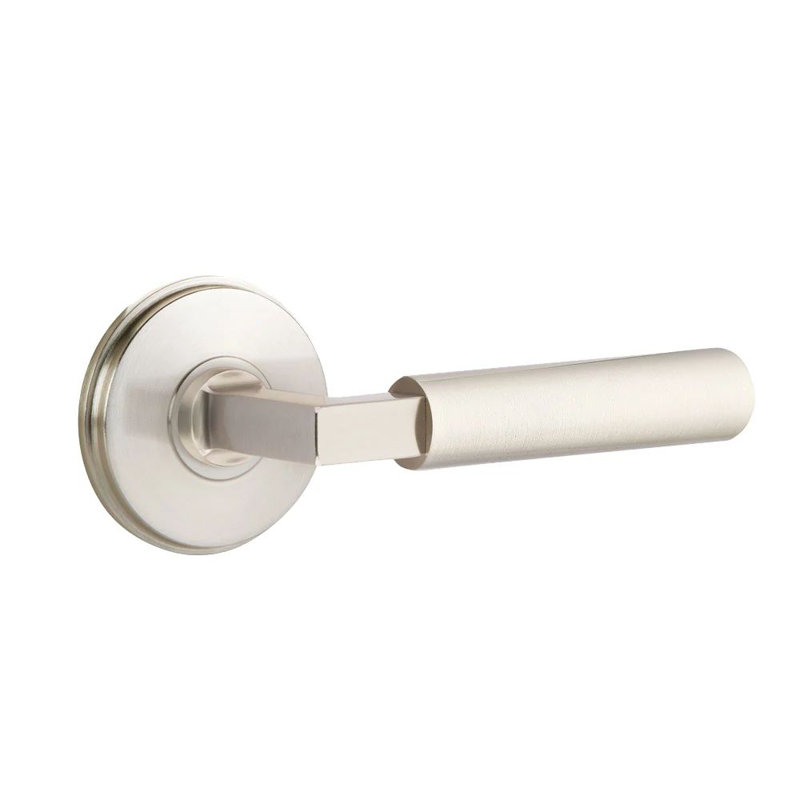 Mortaise intérieure Emtek Select Passage avec rosette Watford et tige carrée en L, levier lisse, Gauche, Nickel satiné