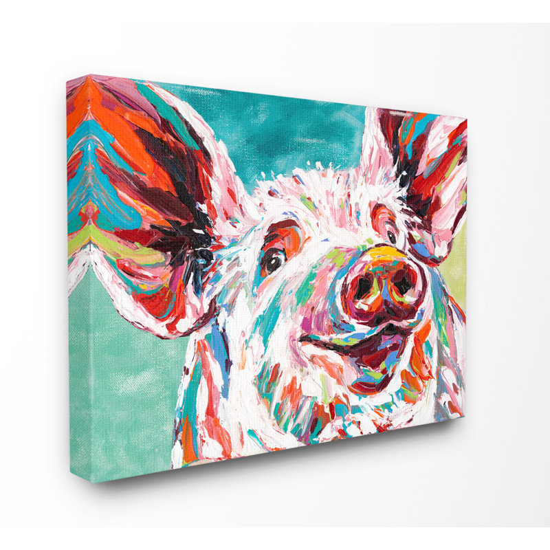 «Brightly Painted Pig», impression, Toile tendue, H 24 po x l 30 po x P 1,5 po