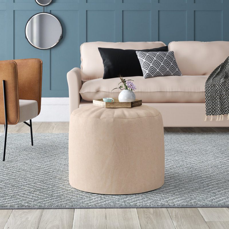 Upholstered Pouf, Sand