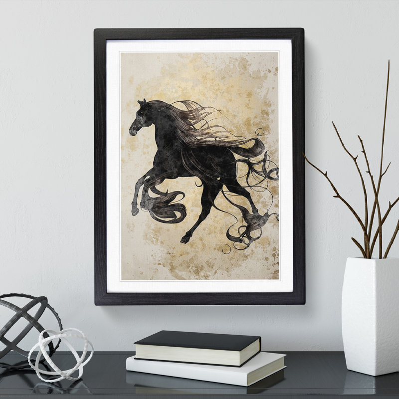 XV1022-2651X Magnificent Horse Art No.5 Abstract - Single Picture Frame Print, Black, 64cm H x 46cm W x 2cm D