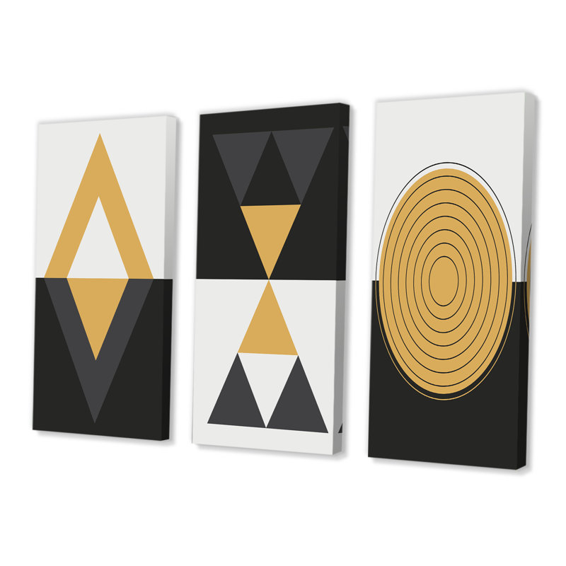 Designs abstraits minimalistes en couleurs rétro - ensemble d'art moderne Mid-Century de 3 pièces, H 28 po x l 36 po