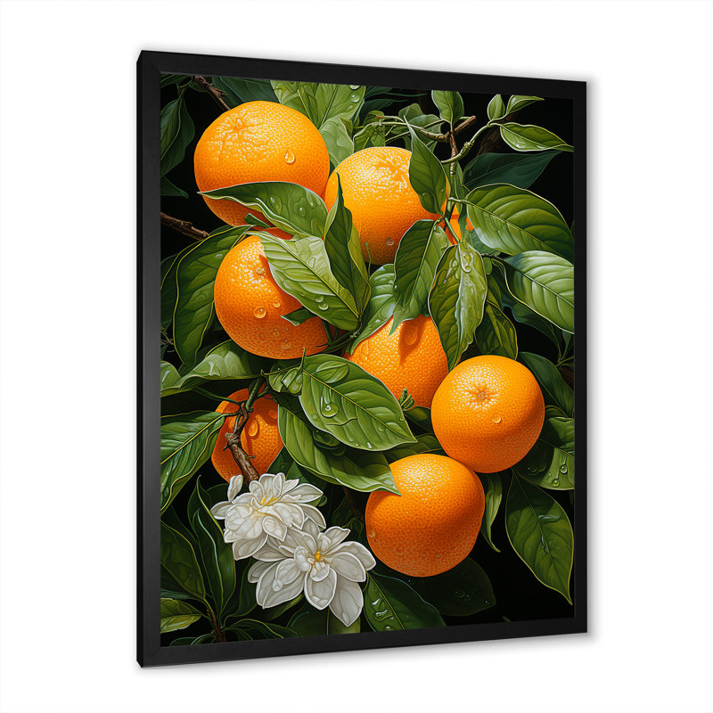 Connard Tangerine Tango Bouquet II sur impression sur toile, Cadre photo noir, H 20 po x l 12 po x P 1 po