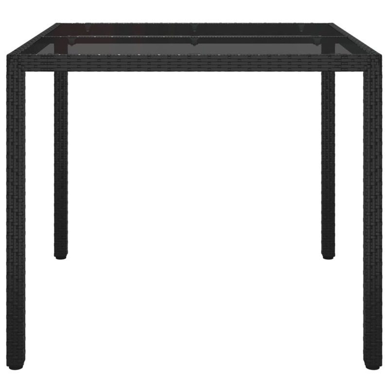 Bryshawn Glass Outdoor Dining Table, 75cm H x 90cm W x 90cm D, Black, Gray
