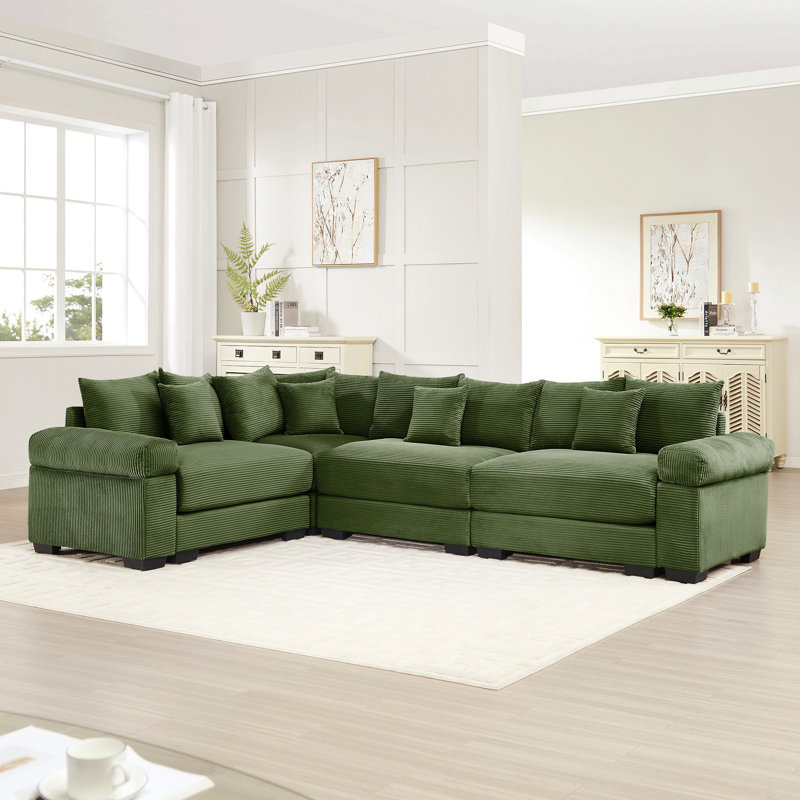 Canapé modulaire surdimensionné surdimensionné en nuage, canapé modulaire convertible avec accoudoirs très larges à assise profonde, 13 coussins décoratifs en velours côtelé de qualité supérieure, conception ergonomique, assemblage facile, pour les salons