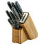 Anolon Cutlery Japanese Carbon Steel 8 Piece Knife Block Set with Built-In Sharpener