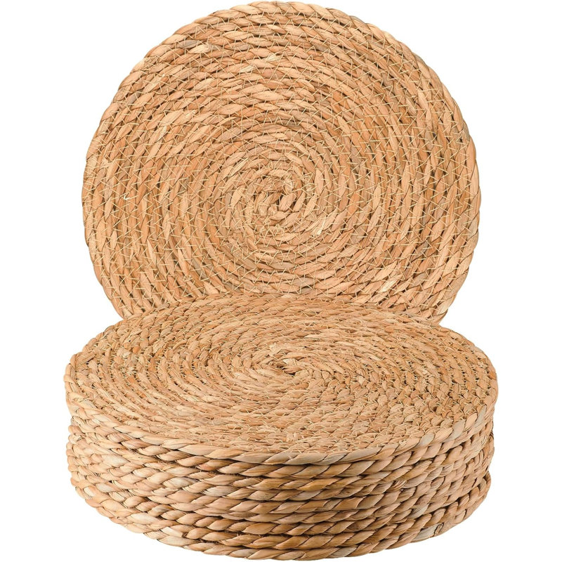 Ensemble de 10 napperons ronds tissés en rotin bohème, tapis de table en jacinthe d'eau naturelle tissés à la main pour la salle à manger, le décor champêtre rustique, la maison et le mariage