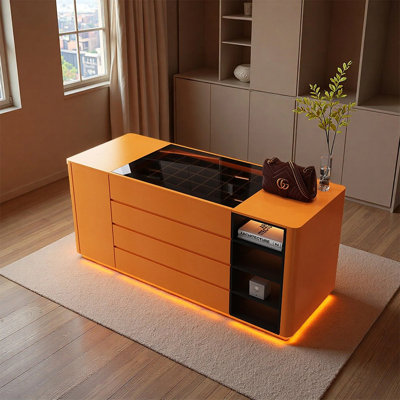 Contemporary island display cabinet, equipped with multiple drawers for storing jewelry, clothing and store displays