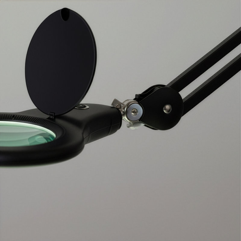 Lampe de bureau grossissante à DEL 2,25X (5 dioptries) Lightview Pro, anneau lumineux noir réglable avec pince pour les détails 
