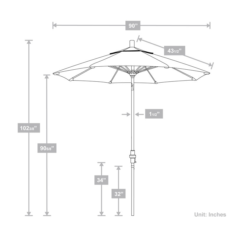 Parasol de marché 90 po Sunbrella, Sunbrella® - noir