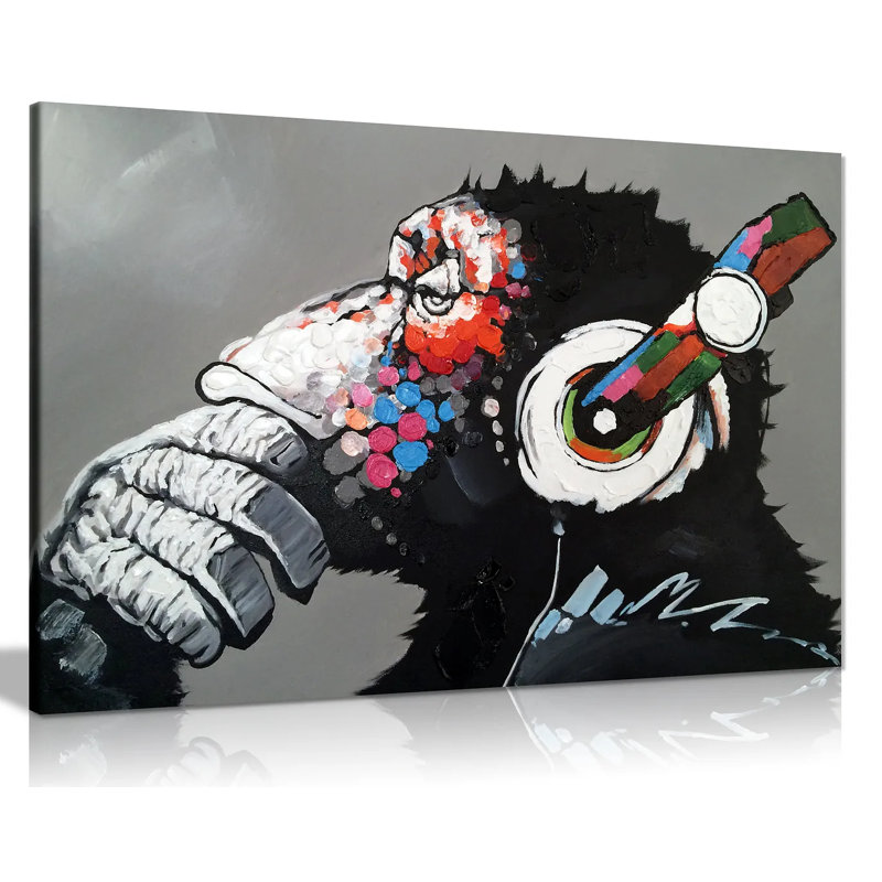 Cool Ape With Dj Heaphone - Wrapped Canvas Print, 51cm H x 76cm W
