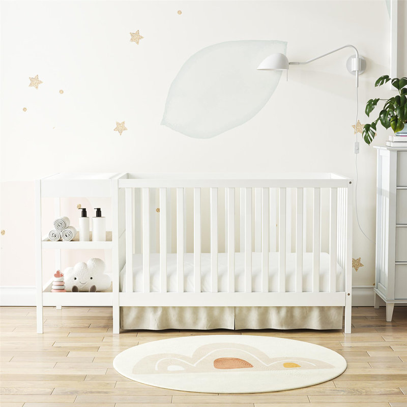 Juaniqua 3-In-1 Convertible Crib & Changer Combo, White