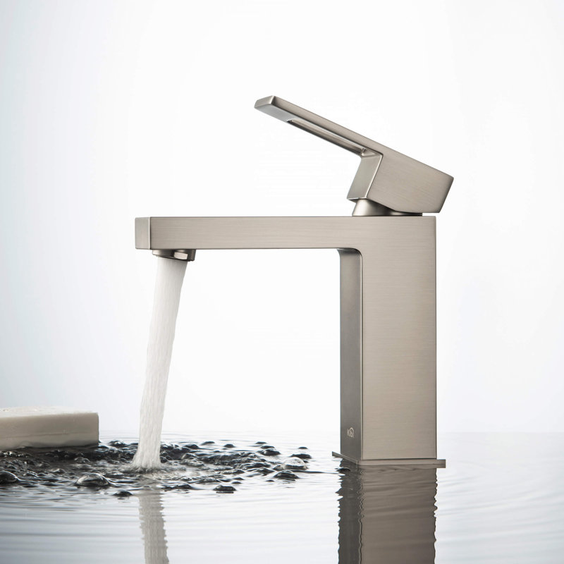 Kibi Cubic 6'' High-Arc Single-Handle Brushed Nickel Bathroom Faucet