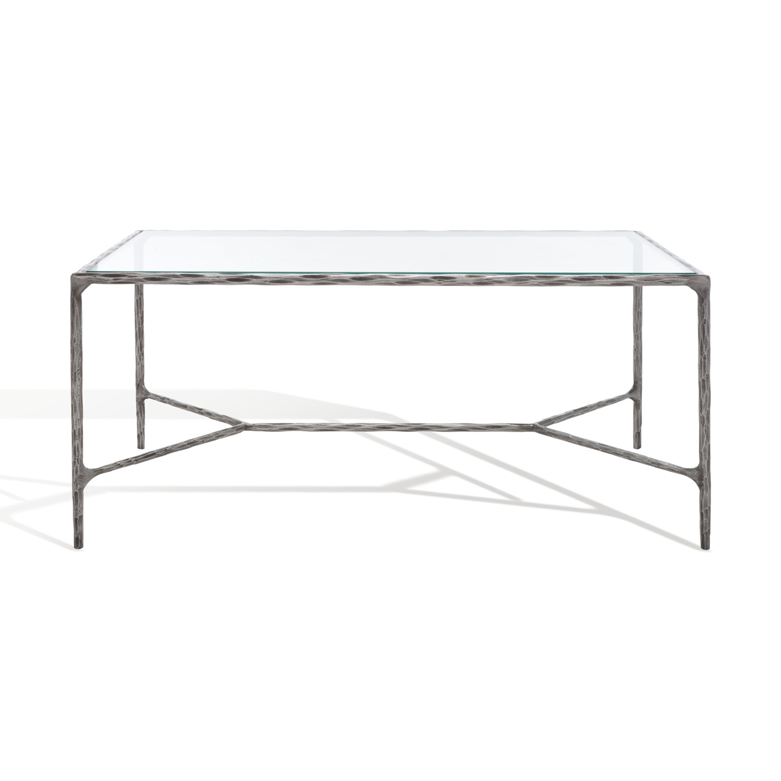 Evelynn 4 Legs Coffee Table, Silver, Clear