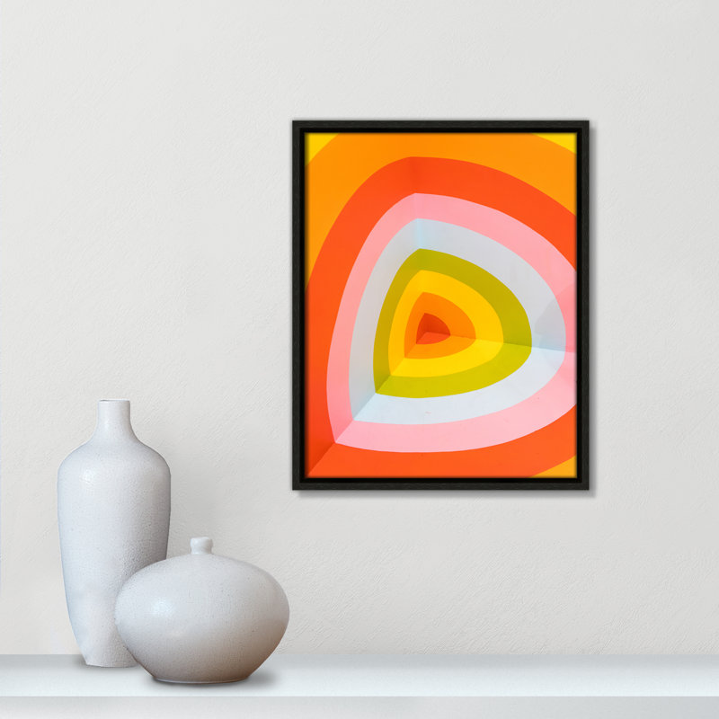 Imprimé Sherbet Bullseye par Jason Leung, Pas de tapis, H 15,5 po x l 12,5 po x P 2 po, Cadre flottant espresso