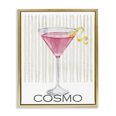 Cadre flottant rose Cosmo sur rayures, design par Kim Allen