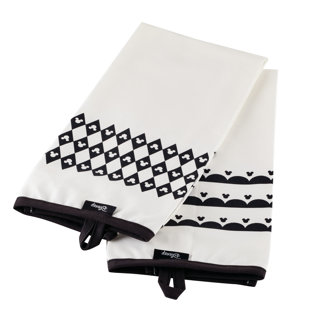 Disney Home Monochrome Kitchen Towels, 2 Piece, White
