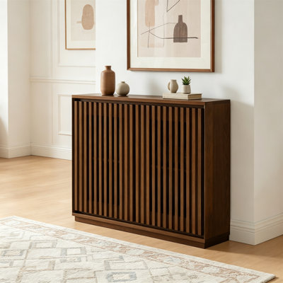 Buffet Mid-Century cannelé avec 2 trous de sortie, armoire Buffet avec rangement pour le salon, l'entrée, le couloir, la salle à manger et la cuisine