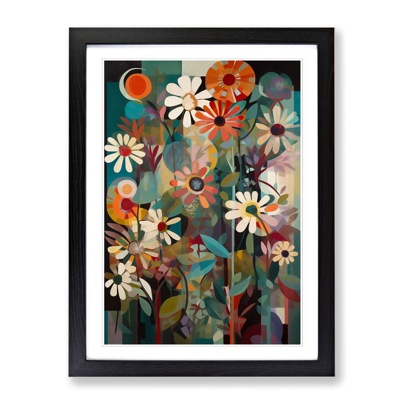 Modern Flowers Orphism Vol.8 - Picture Frame Print, 64cm H x 46cm W x 2cm D, Oak