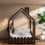 Spacieux lit double en bois avec rangement et tente Montessori