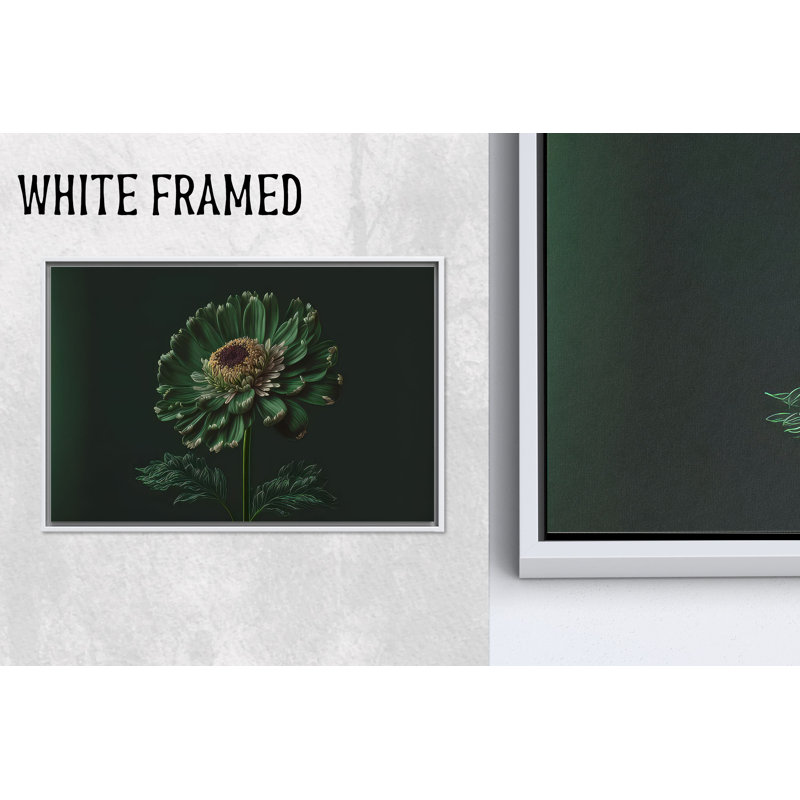 Élégante œuvre d'art sur toile imprimée: fleur de gerbera verte, décor contemporain, 1P, 27,6 po H x 39,4 po l