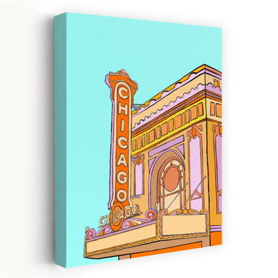 Chicago Building Colorful Vibrant Contemporary Architecture City Wall Art 1 Piece Wrapped Canvas Wall Art