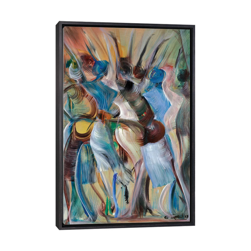 «Raising Heaven» par Ikahl Beckford - impression d'art graphique, H 40 po x l 26 po x P 1,5 po, Toile avec cadre noir patiné