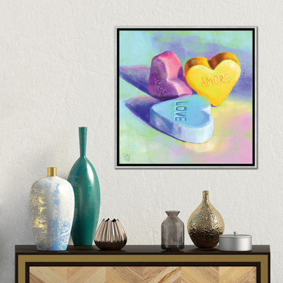 Candy Hearts - Wall Art Print - Framed Canvas