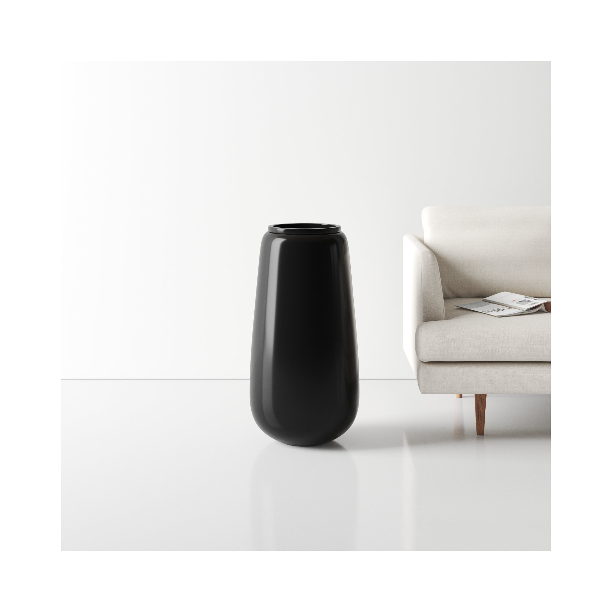 Mabe Iron Floor Vase, Black, 30.25" H x 16" W x 16.25" D