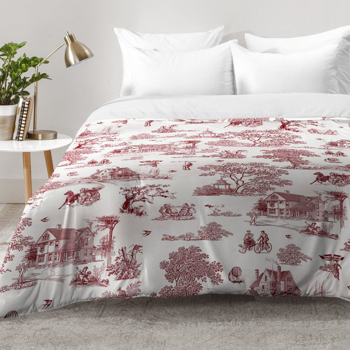 Belle 13 Traditional Polyester Toile Comforter, Full/Queen Comforter + 2 Standard Shams