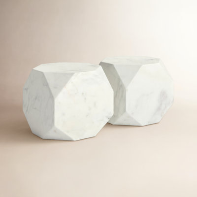 Geometric Genuine Marble Decorative Bookends