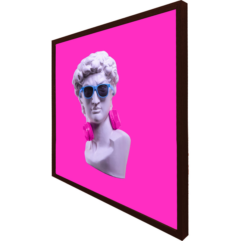 Wilksboro Plaster Statue Of David's Head In Blue Sunglasses - Single Picture Frame Print, 61cm H x 61cm W x 4cm D