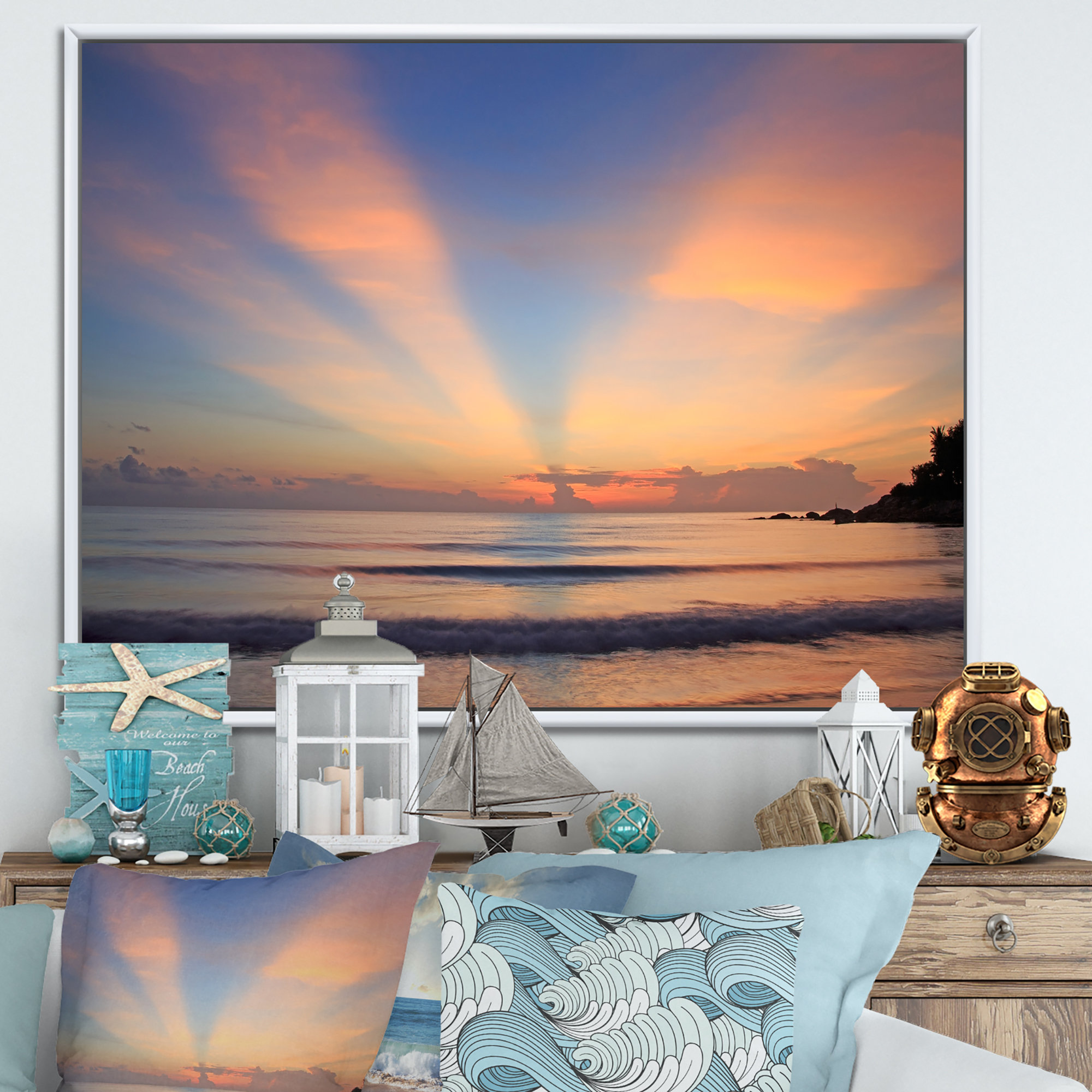 https://assets.wfcdn.com/im/32116971/compr-r85/2202/220227761/beach-sunrise-with-dramatic-sky-xv-framed-on-canvas-print.jpg