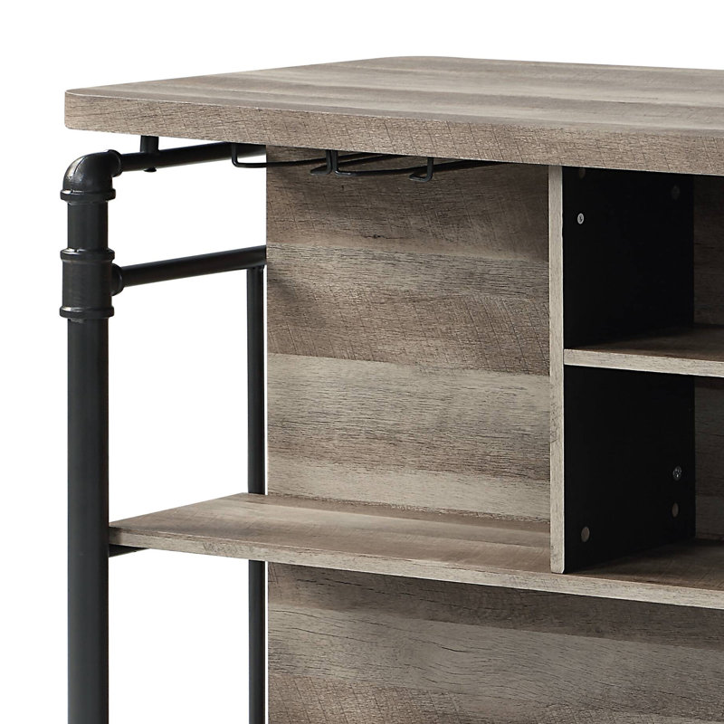 Shaner 58.6'' W Kitchen Island with Open Shelves and Stemware Rack