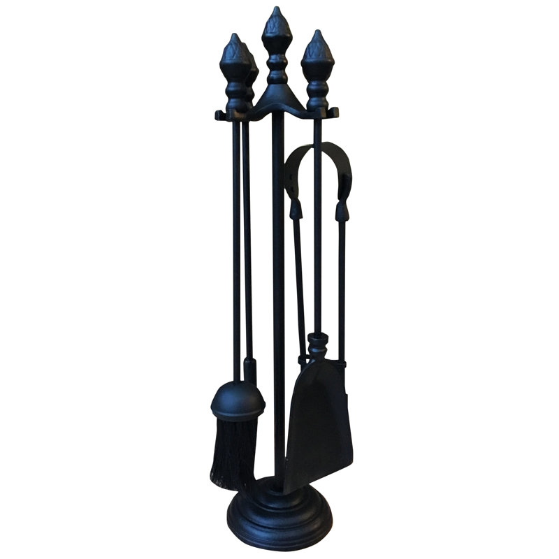 Marcellina  Iron Fireplace Tool Set, Black