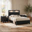 Ensemble de chambre pour grand lit, noir, blanc, bois chromé, ensemble de 3 pièces avec 2 tables de chevet-133490996-133490997