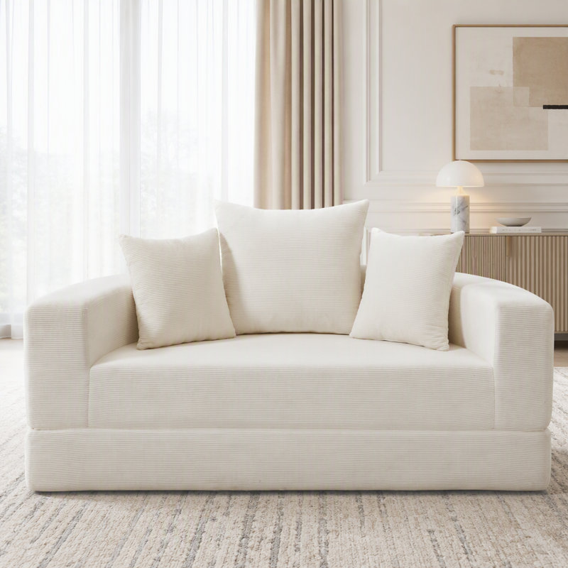 Convertible sofa couch bed,multi-functional,circular bed,adjustable Futon sofa, Beige