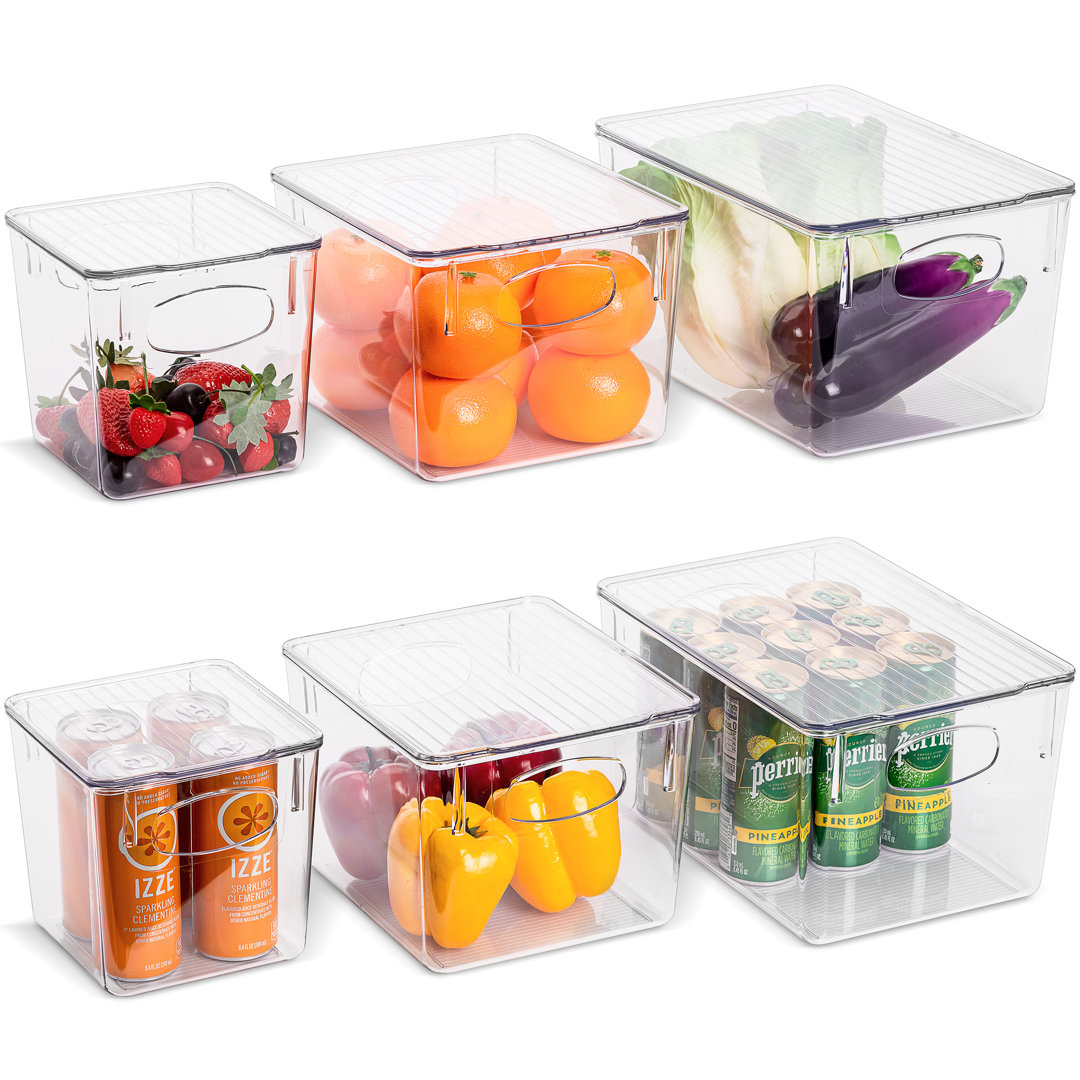 Sorbus 6 Piece Variety Pack Clear Acrylic Storage Bins with Handles and Lids Sorbus