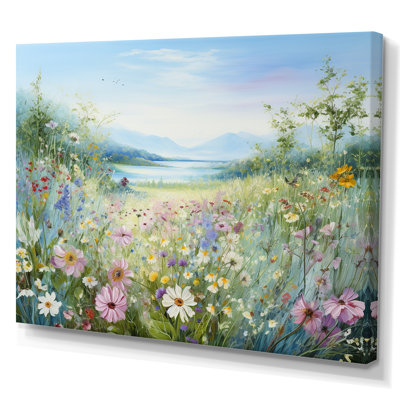 Simplity Wreath Green Flower Field - Art mural grand champ de fleurs