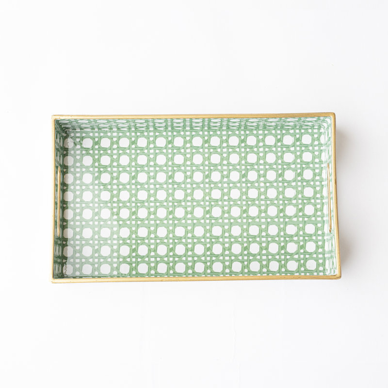 Green Cane Vanity Tray,  11.25" W x 1.25" D x 6.5" H, Green