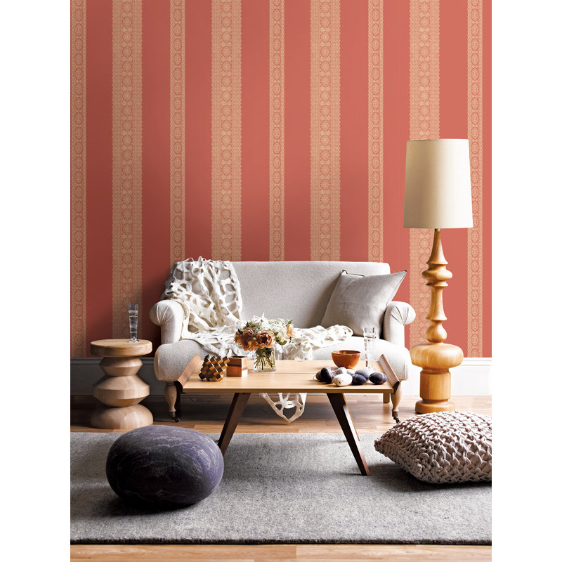 Papier peint embossé 3d 33 pi x 20,5 po motif cachemire Elouise, Corail