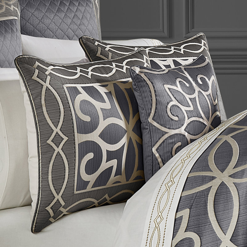 Queen Gray Jacquard Embroidered Bedspread Set