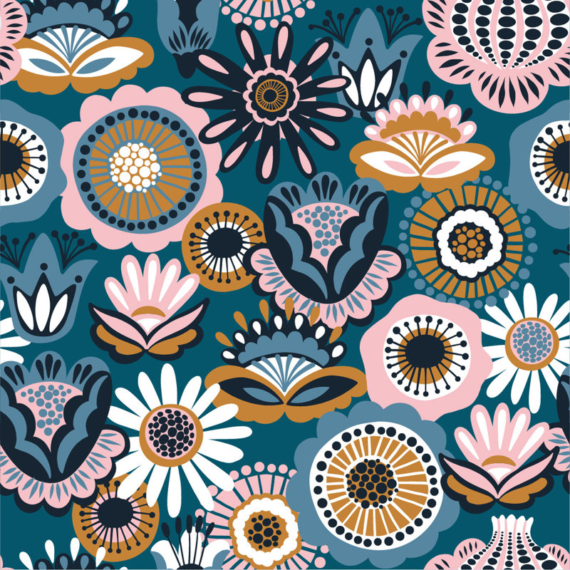 Floral Wall Mural, 2.08' W x 18.75' L